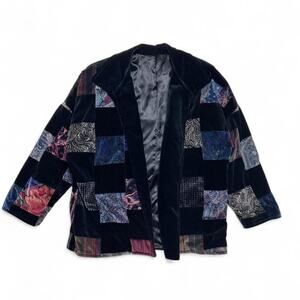 Marguerite Rubel 80s Vintage USA made Velvet Patchwork Blazer Jacket Women’s 8